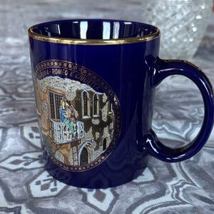 Elegant Blue Ceramic Mug with Gold Accents
